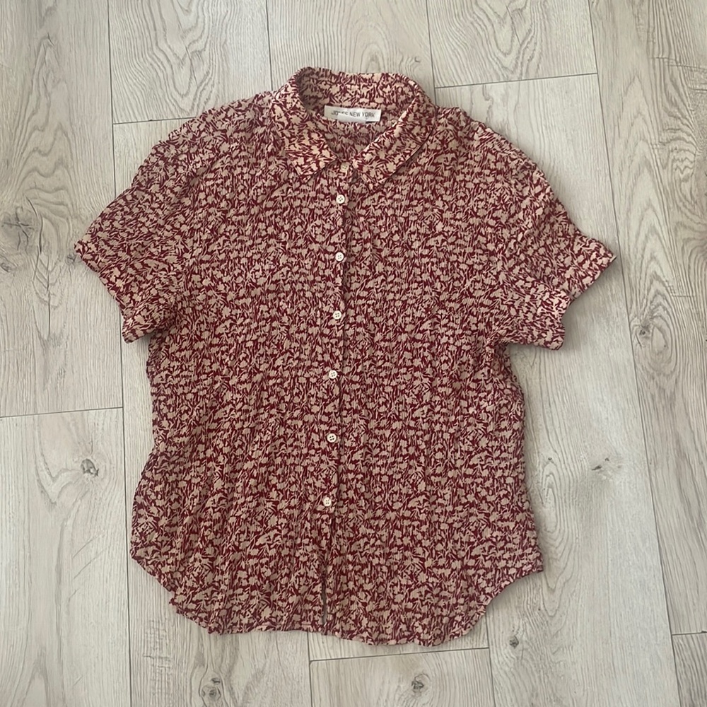 Vintage 100% Silk Jones New York Button Down Short Sleeve Shirt